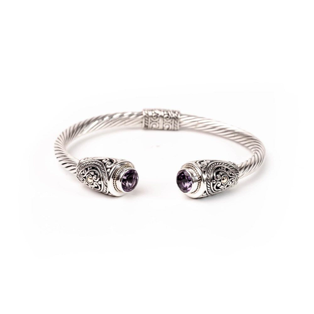 Bracelette Amethyst Two Tone Rhodium